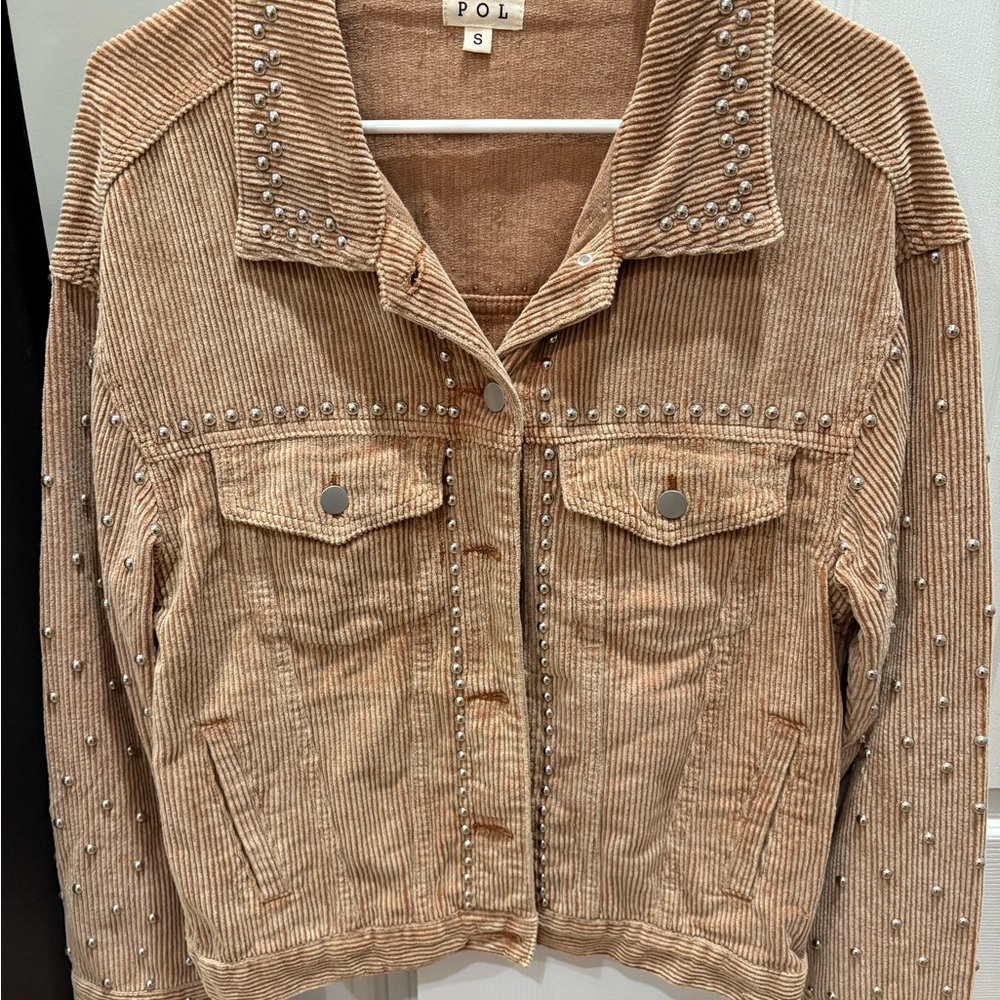 New POL Brown Studded Jean Jacket
